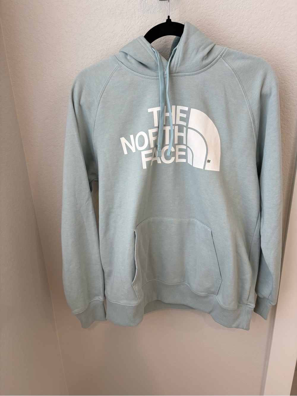 The North Face Hoodie - Pale Blue with White Logo